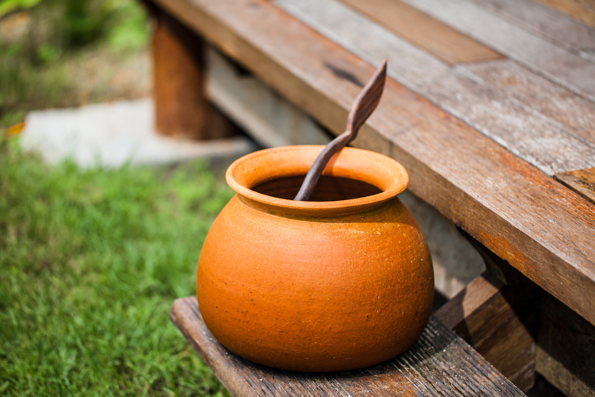 clay pot on step